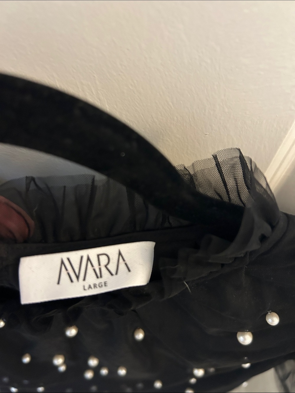 Avara Black Pearl-Embellished Tulle Top - Picture 2 of 3